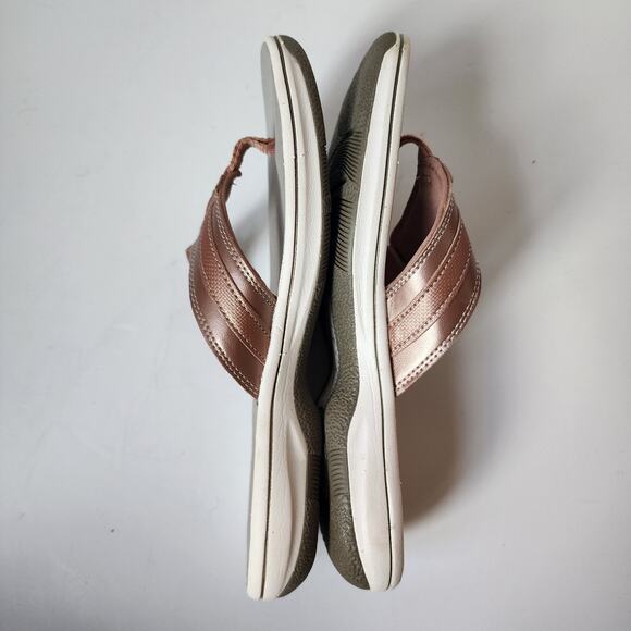 Clarks Cloudsteppers Thong Sandals Womens Size 7 Breeze Sea Flip Flops Rose Gold - Picture 7 of 11